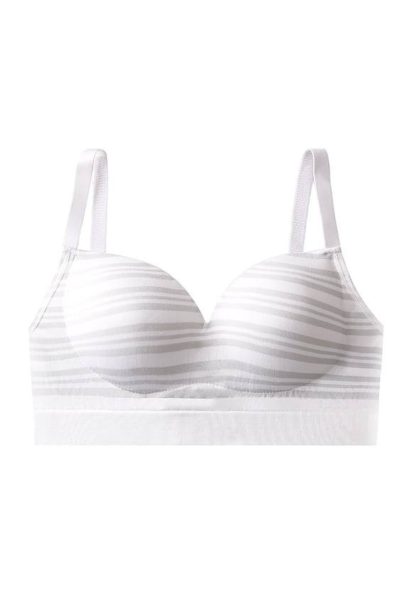 Big Girls Chest Underwear Teen Kids Breathable Bra Push-Up Stripe Breathable Sports Bras White Size 2XL