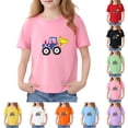 thumbnail image 1 of Piuwrlz Blue Short Shirts Sleeve Toddler Girls Graphic T-Shirts Crew Neck Pullover Blue Size 5-6 Years, 1 of 7