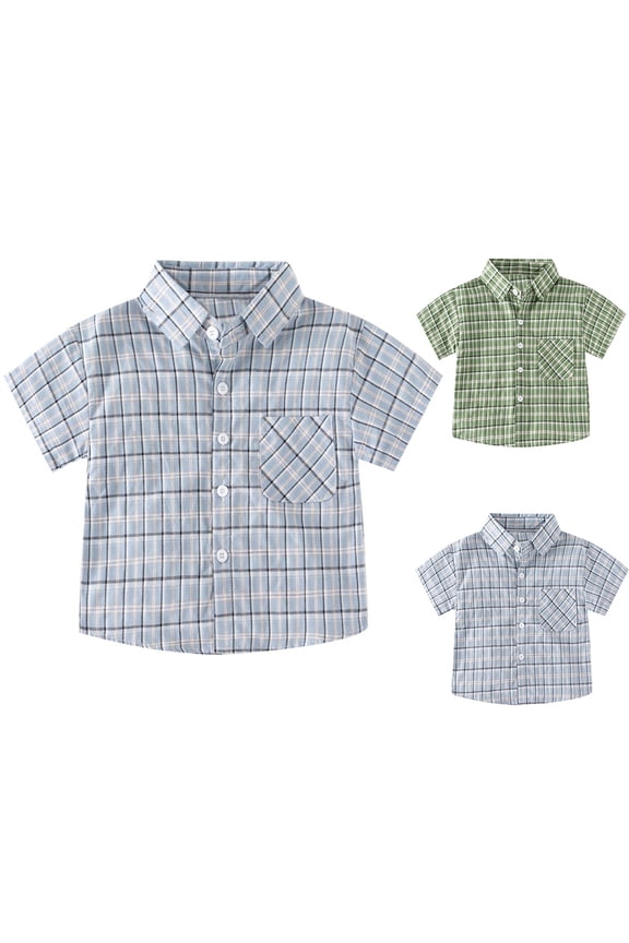 Blue polo Shirt Boys Button polo T-Shirt New Pocket Lapel Collar Shirt School Uniform T Shirt Blue Size 2 Years