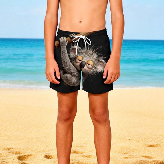 Piuwrlz Boy Swim Shorts for Boys Swimming Trunks Solid Color Single Piece Short Trousers Black Size 5 Years