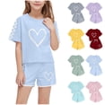 thumbnail image 1 of Piuwrlz Boys Girls Short Sets Kids Summer Outfit Set Printed Round Neck Tight Shirt T-Shirt and Shorts Set Green Size 10 Years, 1 of 9