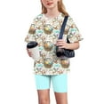 thumbnail image 1 of Piuwrlz Boys Girls Short Sets Kids Summer Outfit Set Round Neck Loose Shirt T-Shirt and Shorts Set Mint Green Size 6 Years, 1 of 9