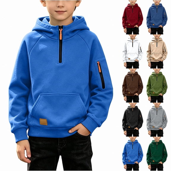 Piuwrlz Boys Hood Sweatshirts Pullover with Pockets Zipper Warm Casual Hoodies Green Size 6 Years