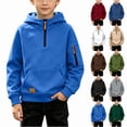 thumbnail image 1 of Piuwrlz Boys Hood Sweatshirts Pullover with Pockets Zipper Warm Casual Hoodies Navy Size 12 Years, 1 of 10