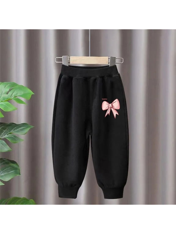 Boys Jogger Pants for Kids Sweatpants Bow-knot Cotton Pant Black Size 4 Years