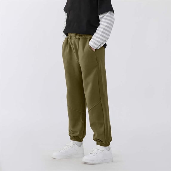 Piuwrlz Boys Jogger Pants for Kids Sweatpants Long Pant Army Green Size 14 Years