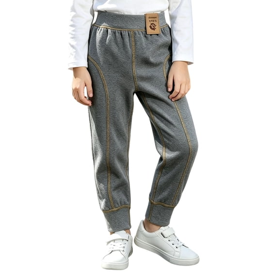 Piuwrlz Boys Pocket Cargo Pants Kids Winter Plain Jogger Pants Long Sweatpants Gray Size 3-4 T