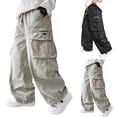 thumbnail image 1 of Piuwrlz Boys Pocket Cargo Pants for Boy Outerwear Sweatpant Jogger Pants Black Size 7-8Years, 1 of 10