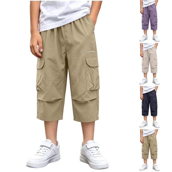 Piuwrlz Boys Pocket Jogger Pants Boy Relaxed Fit Sweatpant Cargo Pant Khaki Size 14-15 Years