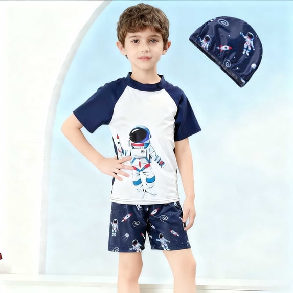 Piuwrlz Boys Swimsuit 9-12 Years Teen Swimming Suit 2PC Swimwear Navy Size 9-12 Years