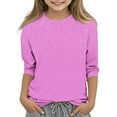 thumbnail image 1 of Piuwrlz Children Girls 3/4 Sleeve T-Shirts Summer Round Neck Casual Sweatshirts Printed Round Neck Shirt Tops Hot Pink Size 4 Years, 1 of 4