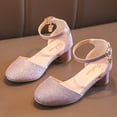 thumbnail image 1 of Piuwrlz Children's Closed Toe Sandals Girls Glitter Crystal Shoes Lace-Up Dress Flats Pink Size 4 Years, 1 of 8