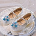 thumbnail image 1 of Piuwrlz Children's Closed Toe Shoe Girls Glitter Crystal Shoes Flat Heel New Dress Ballet Flats White Size 36, 1 of 9