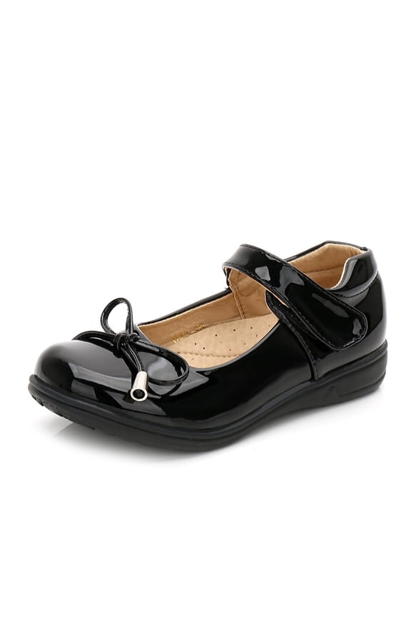 Children's Soft Soled Imitation Leather Shoes Girls Closed Toe Shoe Flat Heel Solid Color New Dress Ballet Flats Black Size 5.5 Years