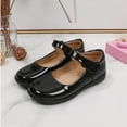 thumbnail image 1 of Piuwrlz Children's Soft Soled Imitation Leather Shoes Girls Closed Toe Shoe Solid Color Dance Flat Heel Dress Ballet Flats Black Size 13 Years, 1 of 8