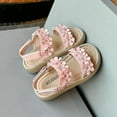 thumbnail image 1 of Piuwrlz Children's Versatile Peep Toe Sandals Girls Espadrilles Shoes New Lace-Up Dress Flats Pink Size 32, 1 of 6
