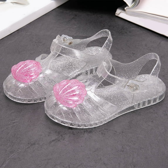 Piuwrlz Children's Versatile Peep Toe Sandals Girls Jelly Sandals Shoes Breathable Lace-Up Jelly Sandals Pink Size 3 Years
