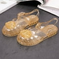 thumbnail image 1 of Piuwrlz Children's Versatile Peep Toe Sandals Girls Jelly Sandals Shoes Lace-Up Breathable Jelly Sandals Gold Size 2 Years, 1 of 4