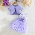 thumbnail image 1 of Piuwrlz Dress Sets for Schoolgirl Short Sleeved Jacket and Skirt Set Bow-knot Solid Color Printed Skirts Suits Purple Size 4 Years, 1 of 8