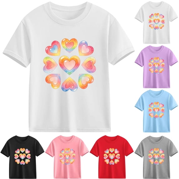 Piuwrlz Girl Graphic Shirts Tops Girls Short T-Shirts Sleeve Cotton Pullover Blue Size 7 Years