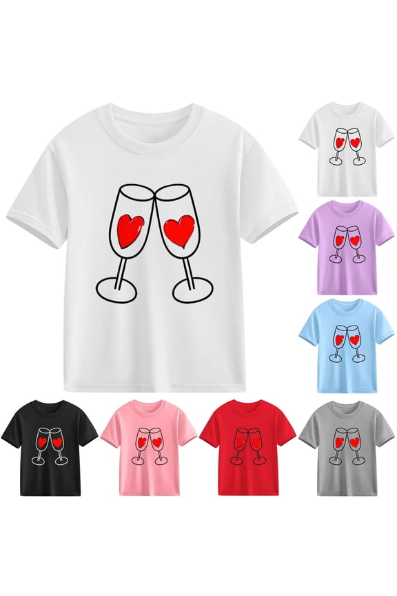 Girl Graphic Shirts Tops Girls Short T-Shirts Sleeve Cotton Pullover Purple Size 4 Years