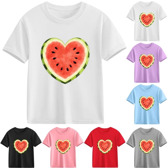 Piuwrlz Girl Graphic Shirts Tops Girls Short T-Shirts Sleeve Cotton Pullover Purple Size 5 Years