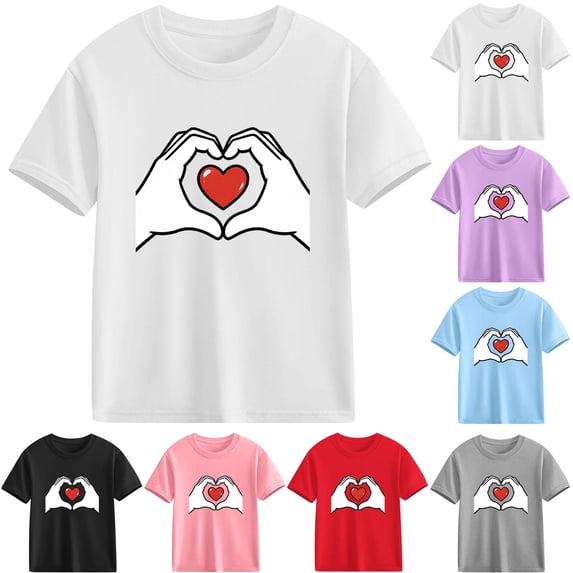 Piuwrlz Girl Graphic Shirts Tops Girls Short T-Shirts Sleeve Cotton Pullover Purple Size 7 Years