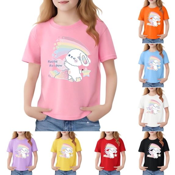 Piuwrlz Girl Graphic Shirts Tops Girls Short T-Shirts Sleeve Crew Neck Pullover Black Size 11-12 Years