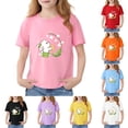 thumbnail image 1 of Piuwrlz Girl Graphic Shirts Tops Girls Short T-Shirts Sleeve Crew Neck Pullover Pink Size 7-8 Years, 1 of 7