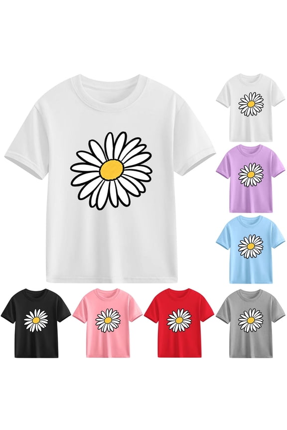 Girl Graphic Shirts Tops Girls Short T-Shirts Sleeve Pullover Gray Size 5 Years