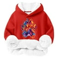 thumbnail image 1 of Piuwrlz Girl Winter Fleece Hoodies Kids Printed Hood Sweatshirts Plush Cotton Hoodie Pullover Red Size 6 Years, 1 of 2