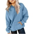 thumbnail image 1 of Piuwrlz Girl Winter Fleece Hoodies Kids Solid Color Hood Sweatshirts Pocket Long Sleeved Plush Round Neck Hoodie Pullover Blue Size 4 Years, 1 of 5