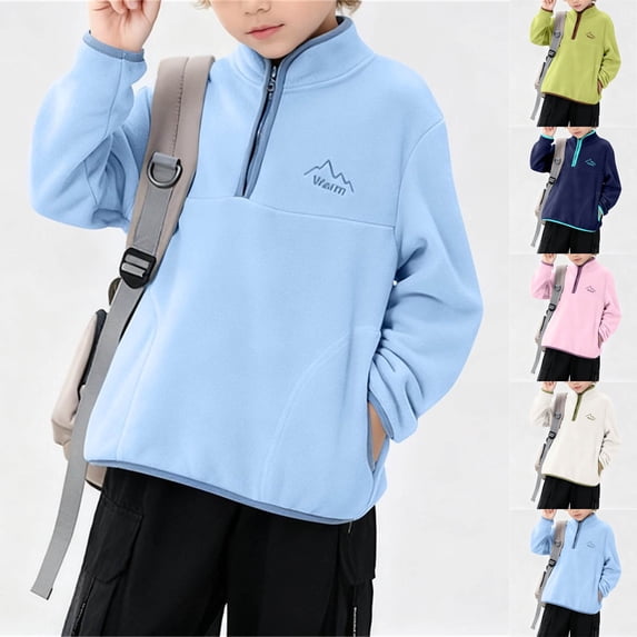 Piuwrlz Girl Winter Fleece Sweatshirts Teen Sweat Top Loose Pocket Round Neck Hoodie Navy Size 14 Years