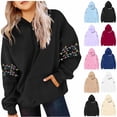 thumbnail image 1 of Piuwrlz Girl Winter Hoodies Kids Hood Sweatshirts Loose Pocket Round Neck Hoodie Light Blue Size 130, 1 of 5