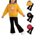 thumbnail image 1 of Piuwrlz Girls 2PC Sweatshirt Sets Kids Pattern Outfit Sets Lapel Collar Sweatshirts and Flared Pants Yellow Size 7-8 Years, 1 of 9