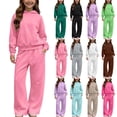 thumbnail image 1 of Piuwrlz Girls 2PC Sweatshirt Sets Kids Plain Outfit Sets Sweatshirts and Pants Light Blue Size 7-8 Years, 1 of 10