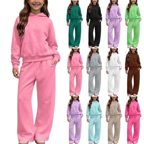 Piuwrlz Girls 2PC Sweatshirt Sets Kids Pattern Outfit Sets Sweatshirts and Pants White Size 9-10 Years