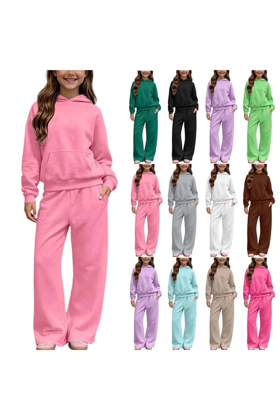 Girls 2PC Sweatshirt Sets Kids Pattern Outfit Sets Sweatshirts and Pants White Size 9-10 Years
