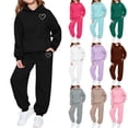 thumbnail image 1 of Piuwrlz Girls 2pcs Jogger Set Toddler Sweatsuits Sets Plush Sweats and Sweatpants Pink Size 120, 1 of 5