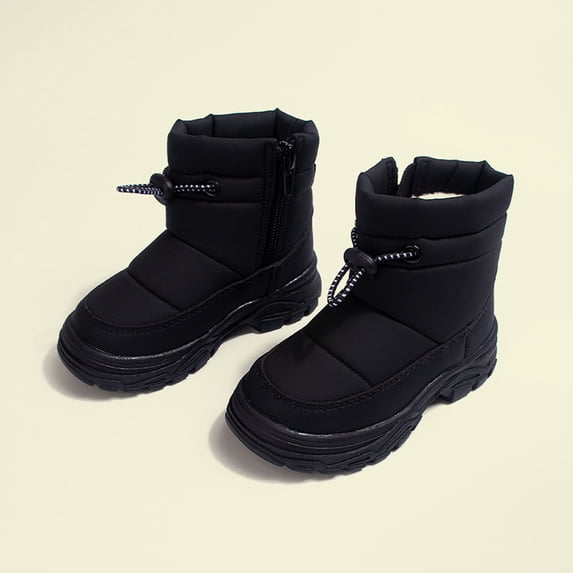 Piuwrlz Girls Boots Black Kids Snow boots Winter Shoes Black Size 7-8Years
