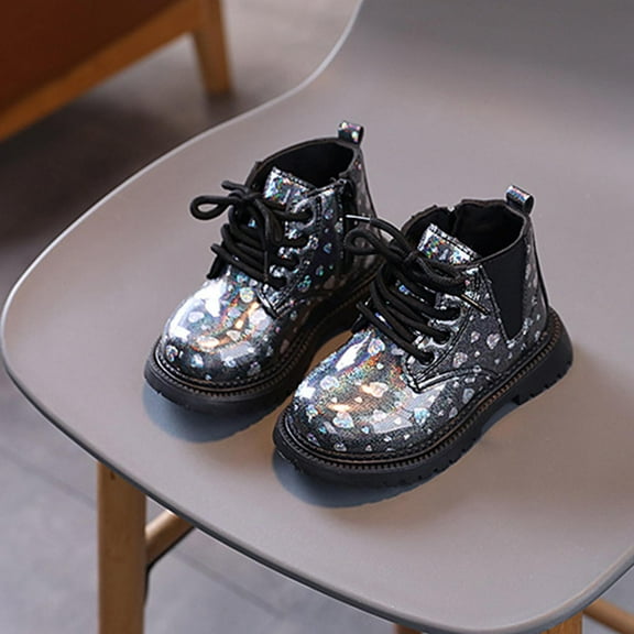 Piuwrlz Girls Boots Black Kids Winter Shoes Black Size 27