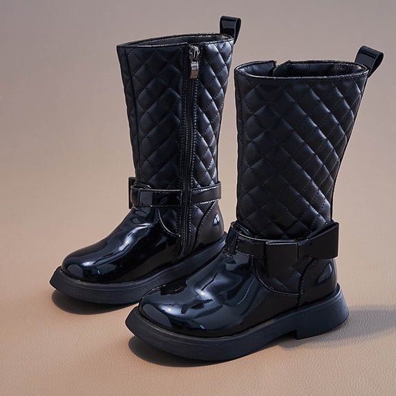 Piuwrlz Girls Boots Black Kids Winter Shoes Black Size 34