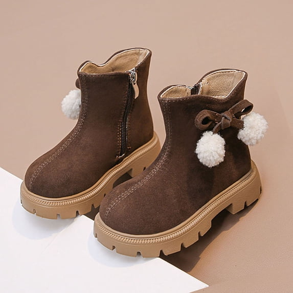 Piuwrlz Girls Boots Brown Kids Winter Shoes Brown Size 7.5-8Years