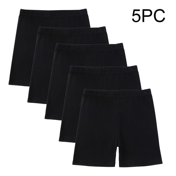 Piuwrlz Girls Boxer Briefs Teen 5PC Underwear 5-Pack Comfortable Solid Color Cotten Panties Black Size 11 Years