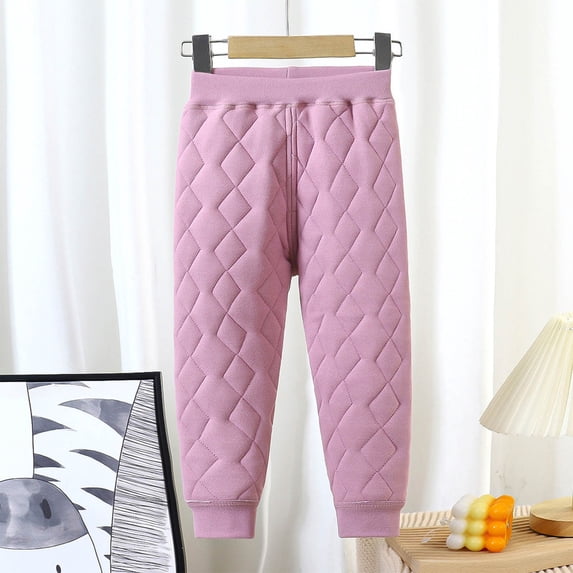 Piuwrlz Girls Boys Cotton Joggers for Kids Long Thick Plush Sweatpants Velvet Solid Color Tight Cotton Purple Size 12-13Years