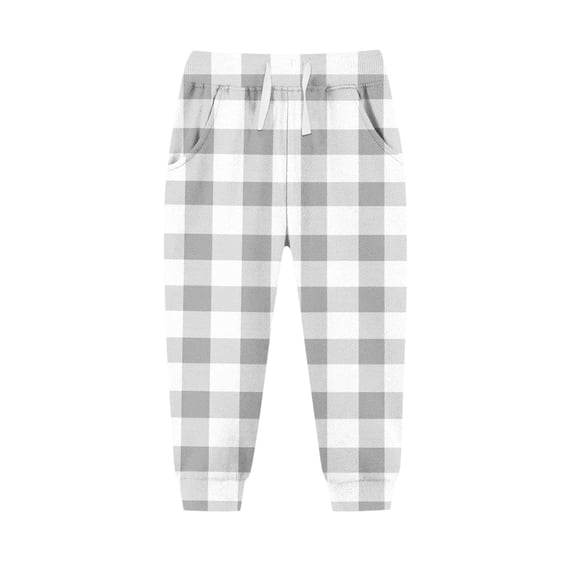 Piuwrlz Girls Boys Fleece Joggers for Kids Long Thick Plush Sweatpants Velvet Printed Tight Christmas Gray Size 7-8Years