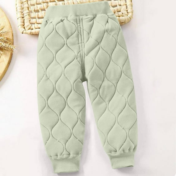 Piuwrlz Girls Boys Fleece Joggers for Kids Long Thick Plush Sweatpants Velvet Solid Color Tight Green Size 2 Years