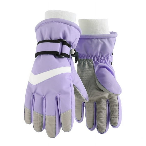 Piuwrlz Girls Boys Winter Glove Skiing Set Toddler Printed Plush Windproof Gloves Purple Size S/4 Years