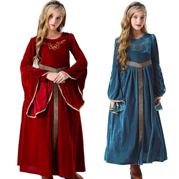 Piuwrlz Girls Halloween Party Dresses Kids Girl Cos Perform Dress Red Size 6-7 Years