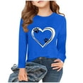 thumbnail image 1 of Piuwrlz Girls Long Sleeve T-Shirt Kids Cotton Shirts New Printed Round Neck T Shirt Tops Blue Size 7-8 Years, 1 of 4